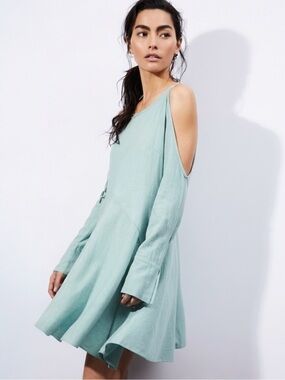 Free People Mint Green Boho Tunic Cold Shoulder Mini Dress Size Small